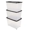Box dessous de lit 46L x3 plastique transparent couvercle noir 56x37xH34cm < Gifi Clearance