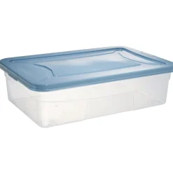 Box dessous de lit transparent et bleu 30L