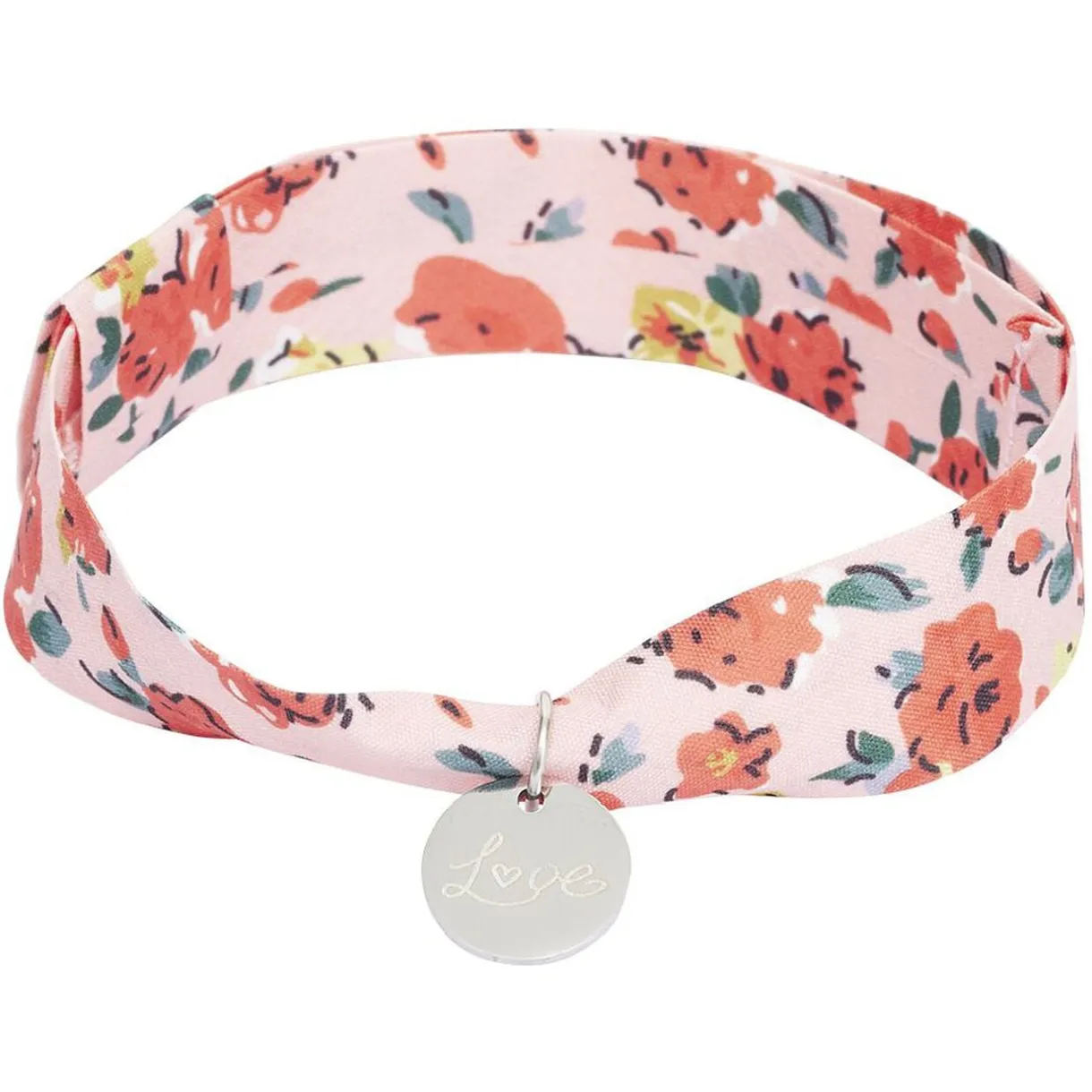 Bracelet ajustable en tissu motif floral avec pendentif Love L19cm < Gifi Best
