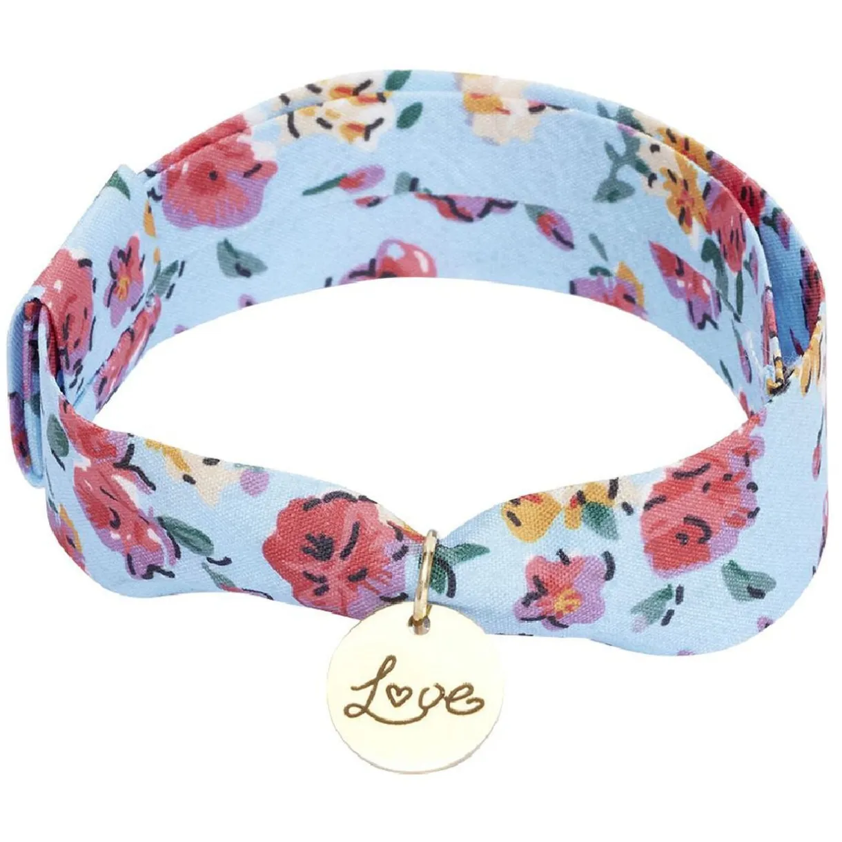Bracelet ajustable en tissu motif floral avec pendentif Love L19cm < Gifi Best