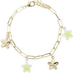 Bracelet chaîne avec charms fleur métal doré L11cm