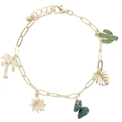 Bracelet chaîne avec pampilles thème plage métal doré L10cm < Gifi Hot