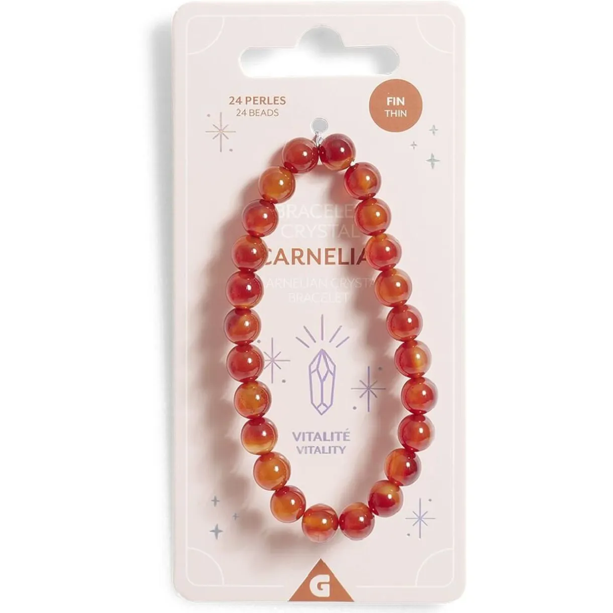 Bracelet crystal fin 24 perles cornaline auburn - Vitalité < Gifi New