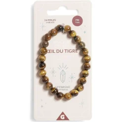 Bracelet crystal large 26 perles oeil du tigre marron - Optimisme < Gifi