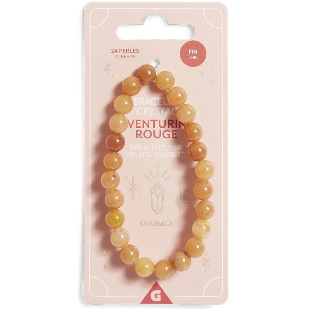 Bracelet crystal large 26 perles aventurine rouge - Courage < Gifi
