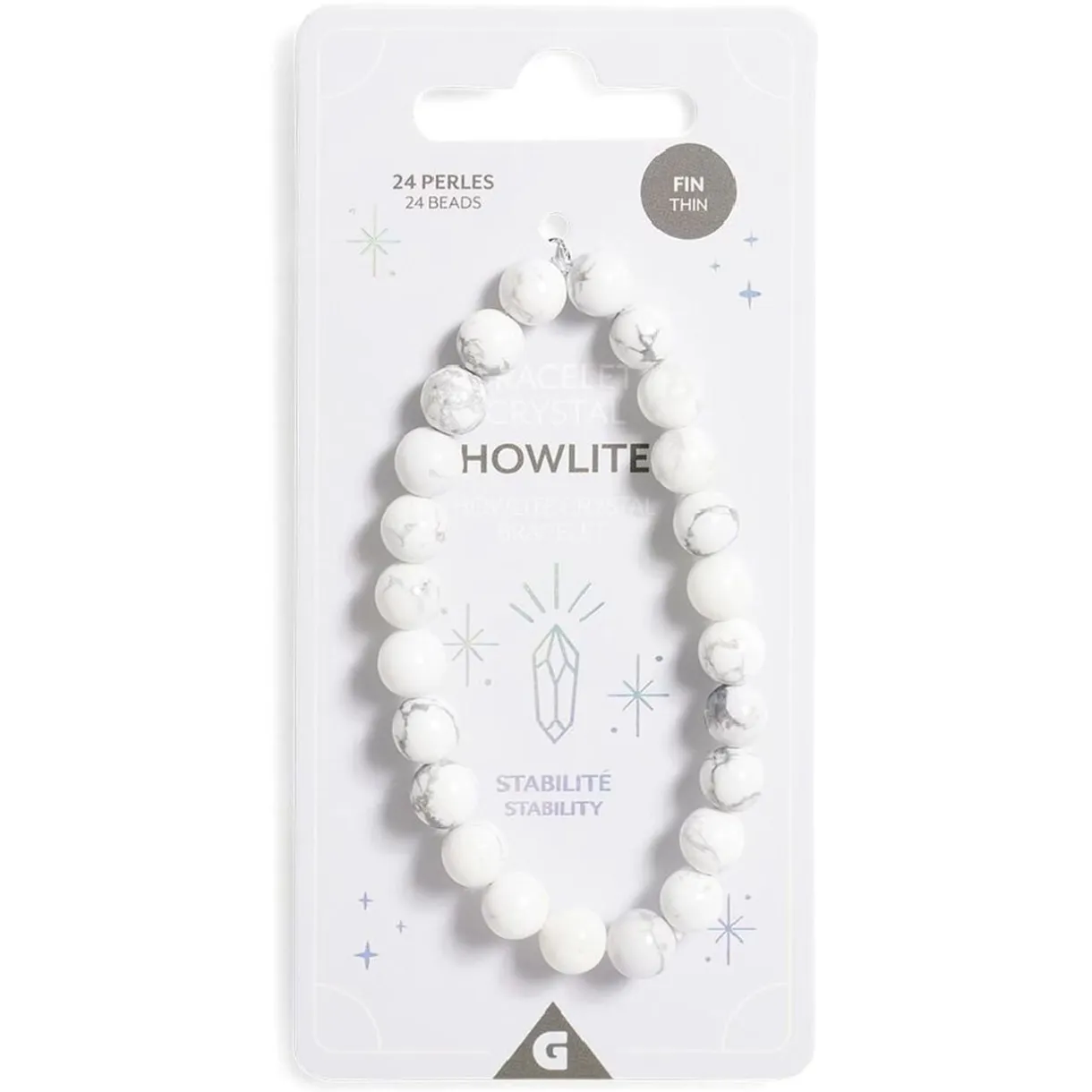 Bracelet crystal large 26 perles Howlite blanc - Stabilité < Gifi