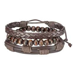 Bracelet pour homme réglable x4 simili et perles bois 5x8cm (2 modèles) < Gifi Discount