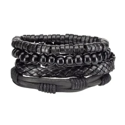 Bracelet pour homme réglable x4 simili et perles bois 5x8cm (2 modèles) < Gifi Discount