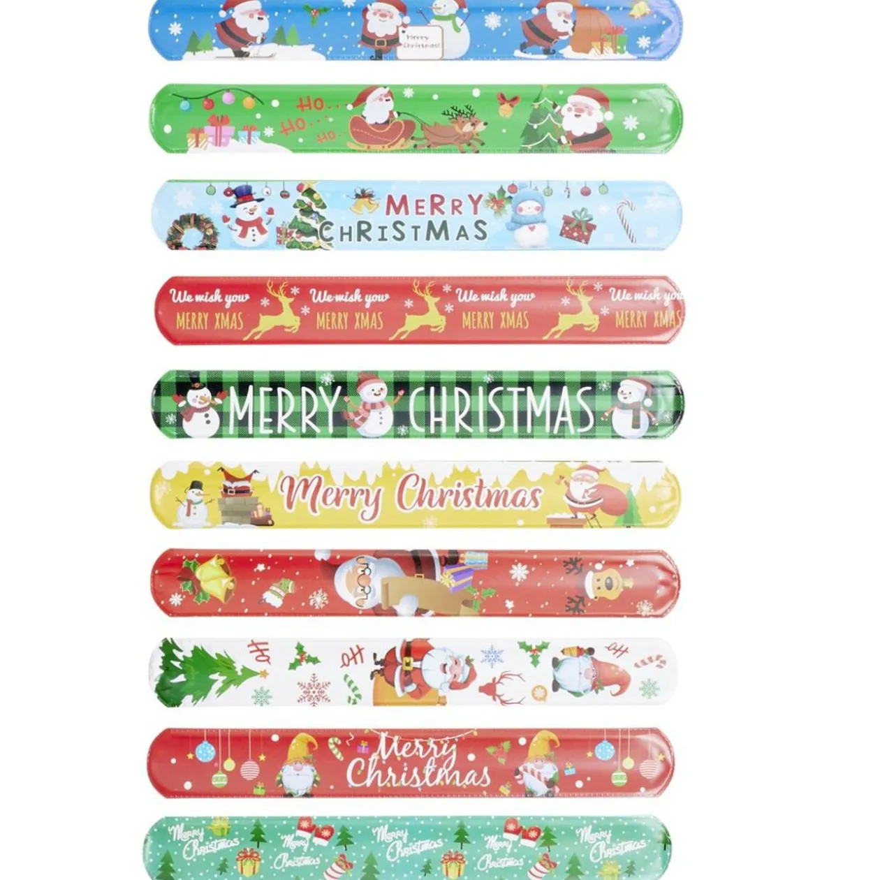 Bracelet slap motif Noël x10 L20cm