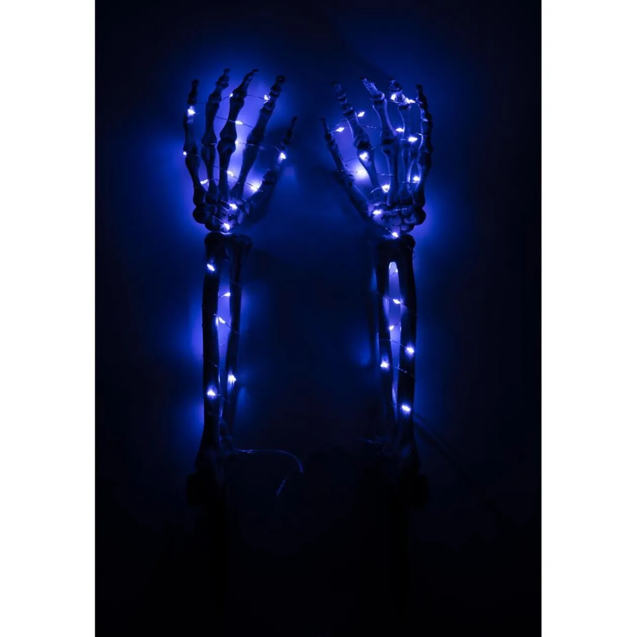 Bras squelette Halloween x2 lumineux à planter plastique violet H36cm