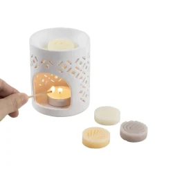 Brûle parfum en céramique avec 4 galets de cire parfumés < Gifi Outlet