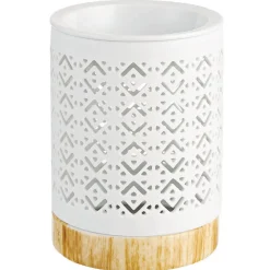 Brûle parfum Mességué socle effet bois blanc et marron