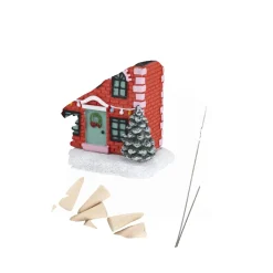 Brûleur cône encens forme maison de Noël 13x7,5x13cm