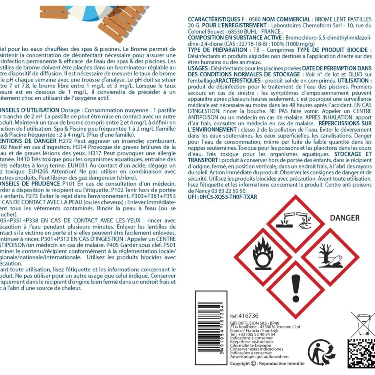 Brome galets désinfectant pastilles 20g Aquaway 1kg < Gifi Online