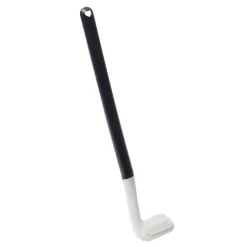Brosse de toilette en silicone et plastique incurvée blanc et noir H39,3cm < Gifi Discount