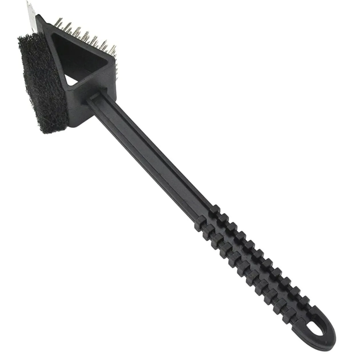 Brosse et raclette à barbecue en acier et plastique noir L36cm