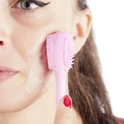 Brosse et spatule pour visage 2en1 rose
