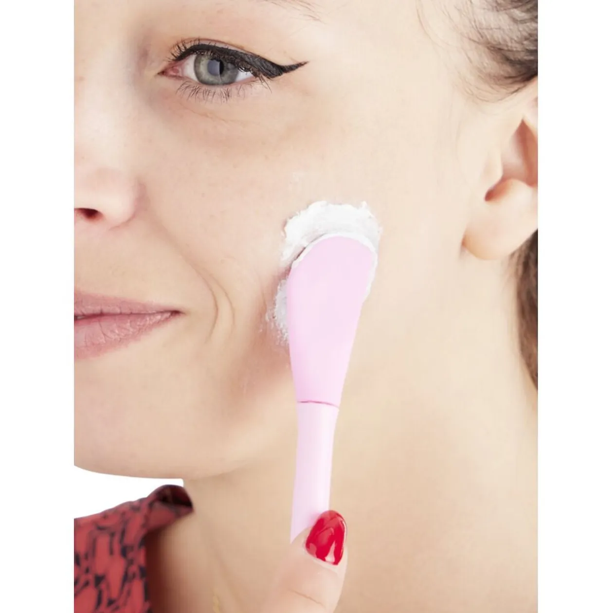 Brosse et spatule pour visage 2en1 rose