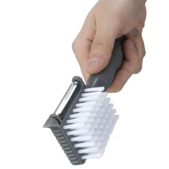 Brosse multifonction ustensile cuisine 5en1 acier et plastique gris L18,5cm < Gifi Discount