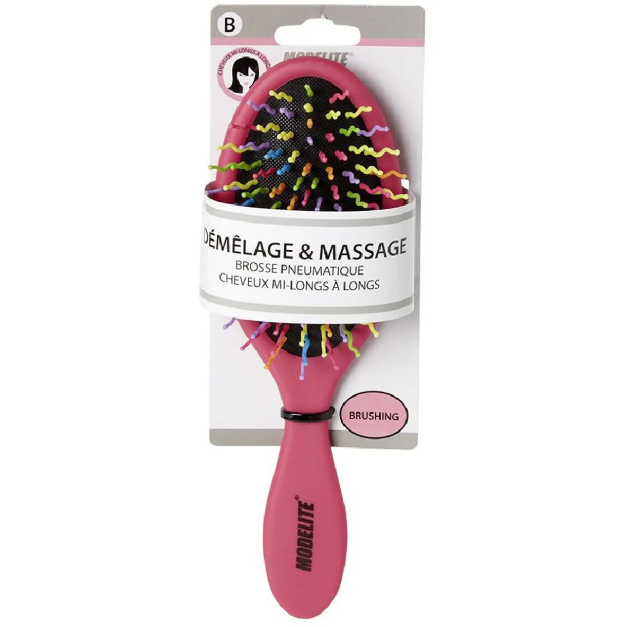 Brosse pneumatique ovale picots perlés pvc multicolore fuchsia < Gifi Clearance