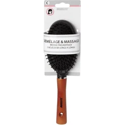 Brosse pneumatique picots perlés manche en bois