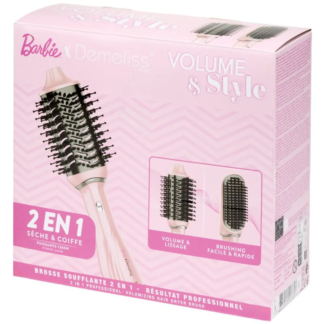 Brosse soufflante céramique et plastique rose L25cm