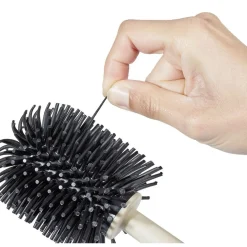 Brosse WC silicone ronde avec support noir < Gifi Online