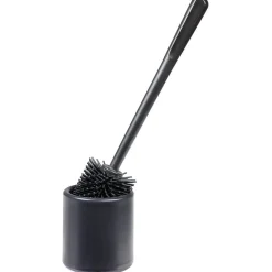 Brosse WC silicone ronde avec support noir < Gifi Online