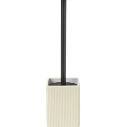 Brosse WC socle carré grès rayure verticale blanc beige 9,2x9,2xH36cm < Gifi Best