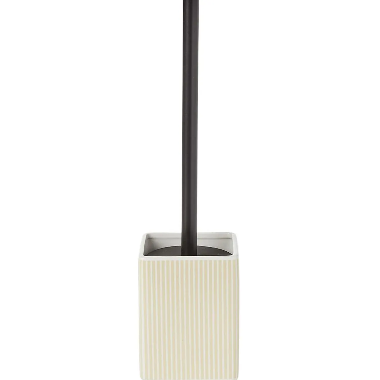 Brosse WC socle carré grès rayure verticale blanc beige 9,2x9,2xH36cm < Gifi Best