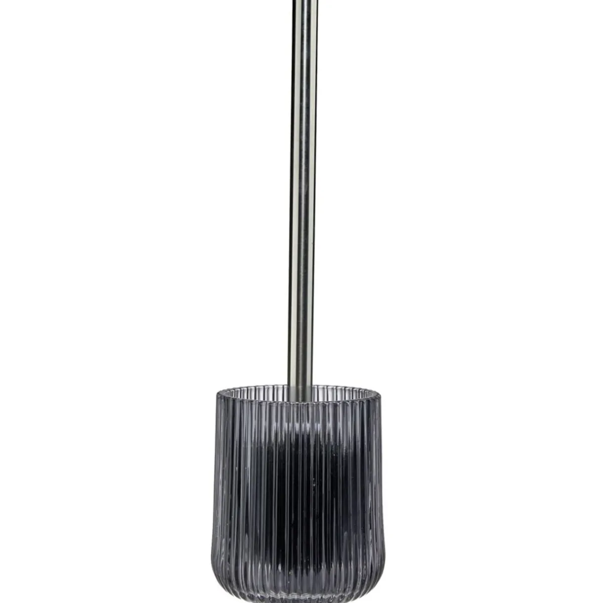 Brosse WC socle en verre strié noir transparent Ø10,5xH36cm < Gifi Hot