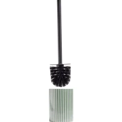 Brosse WC socle rond grès rayure verticale vert et blanc Ø9,2xH36cm < Gifi Best