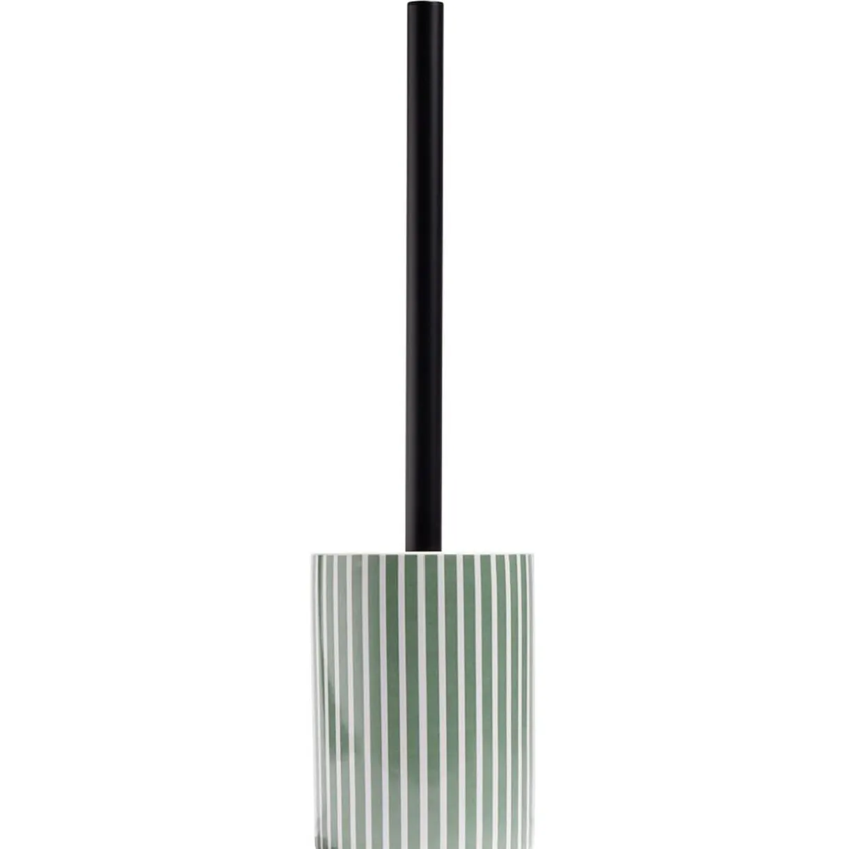 Brosse WC socle rond grès rayure verticale vert et blanc Ø9,2xH36cm < Gifi Best