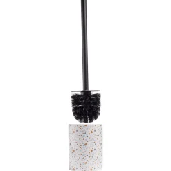 Brosse WC socle rond grès terrazzo blanc bleu marron Ø9,2xH36cm
