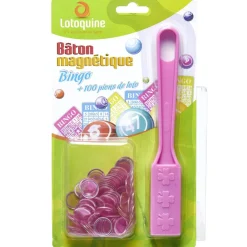 Bâton magnétique + 100 pions loto en plastique