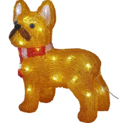 Bulldog de Noël lumineux 30LED blanc froid H30cm