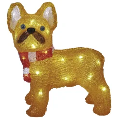 Bulldog de Noël lumineux 30LED blanc froid H30cm