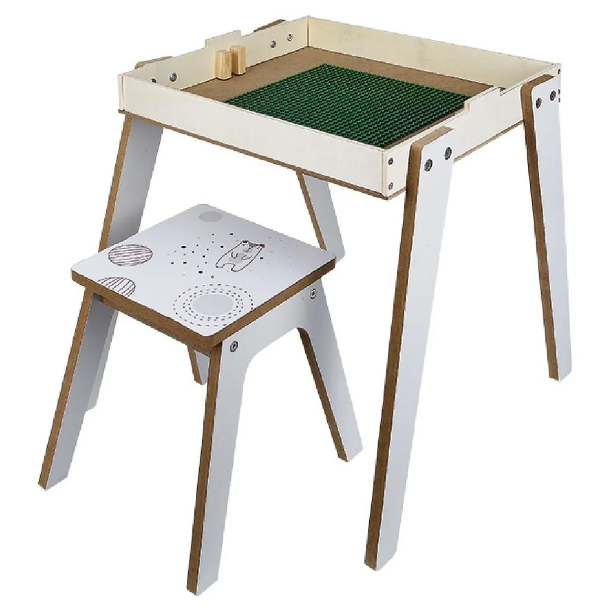Bureau en bois 3 en 1 - tableau double face et tabouret < Gifi Online