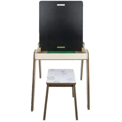 Bureau enfant modulable 3en1 tableau noir bois blanc et tabouret < Gifi New