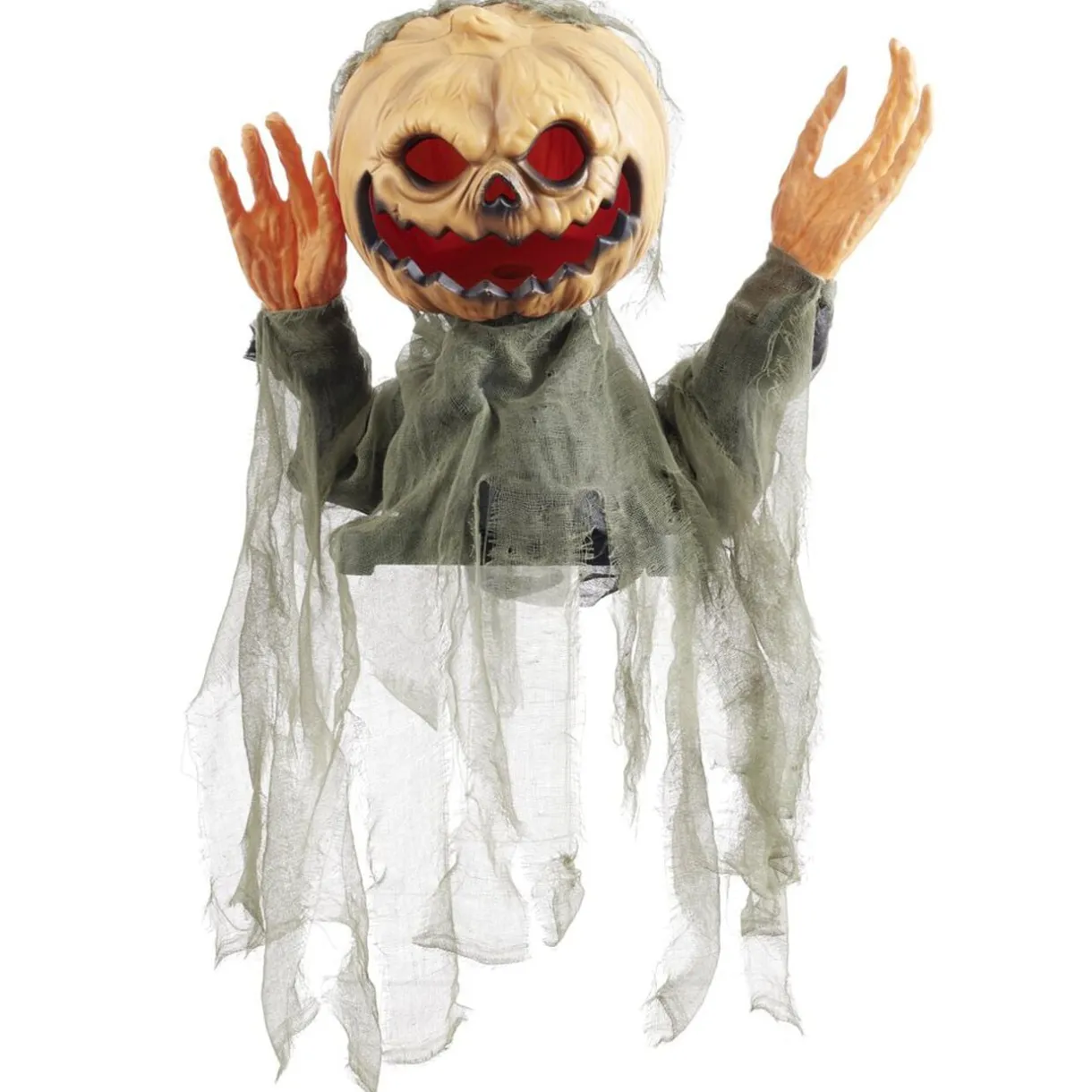 Buste squelette citrouille orange son et lumière tissu lambeau 41x37xH37cm < Gifi Clearance