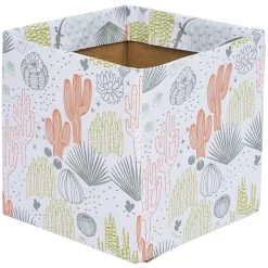 Cache-pot carré en carton motif végétal