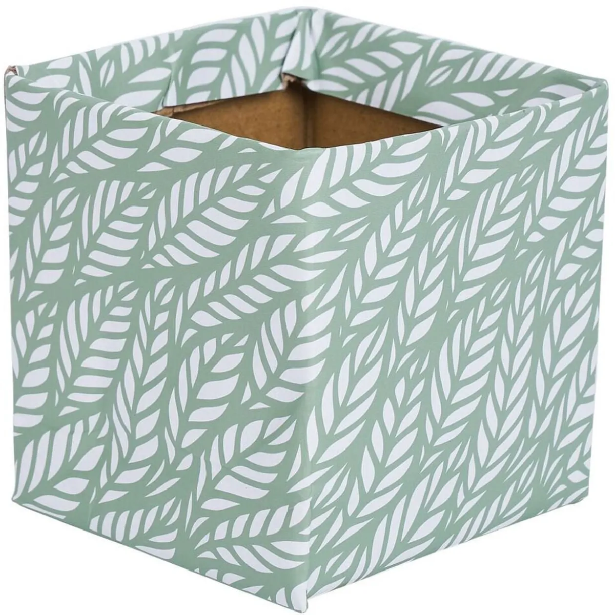 Cache-pot carré en carton motif végétal