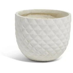 Cache pot en fibre d'argile effet capitonné blanc ivoire Ø24xH21cm < Gifi Hot