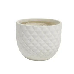Cache pot en fibre d'argile effet capitonné blanc ivoire Ø30xH26 cm < Gifi Hot