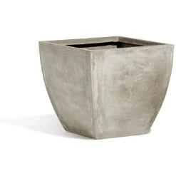 Cache pot fibre d'argile carré effet vieilli gris 56x56xH52cm