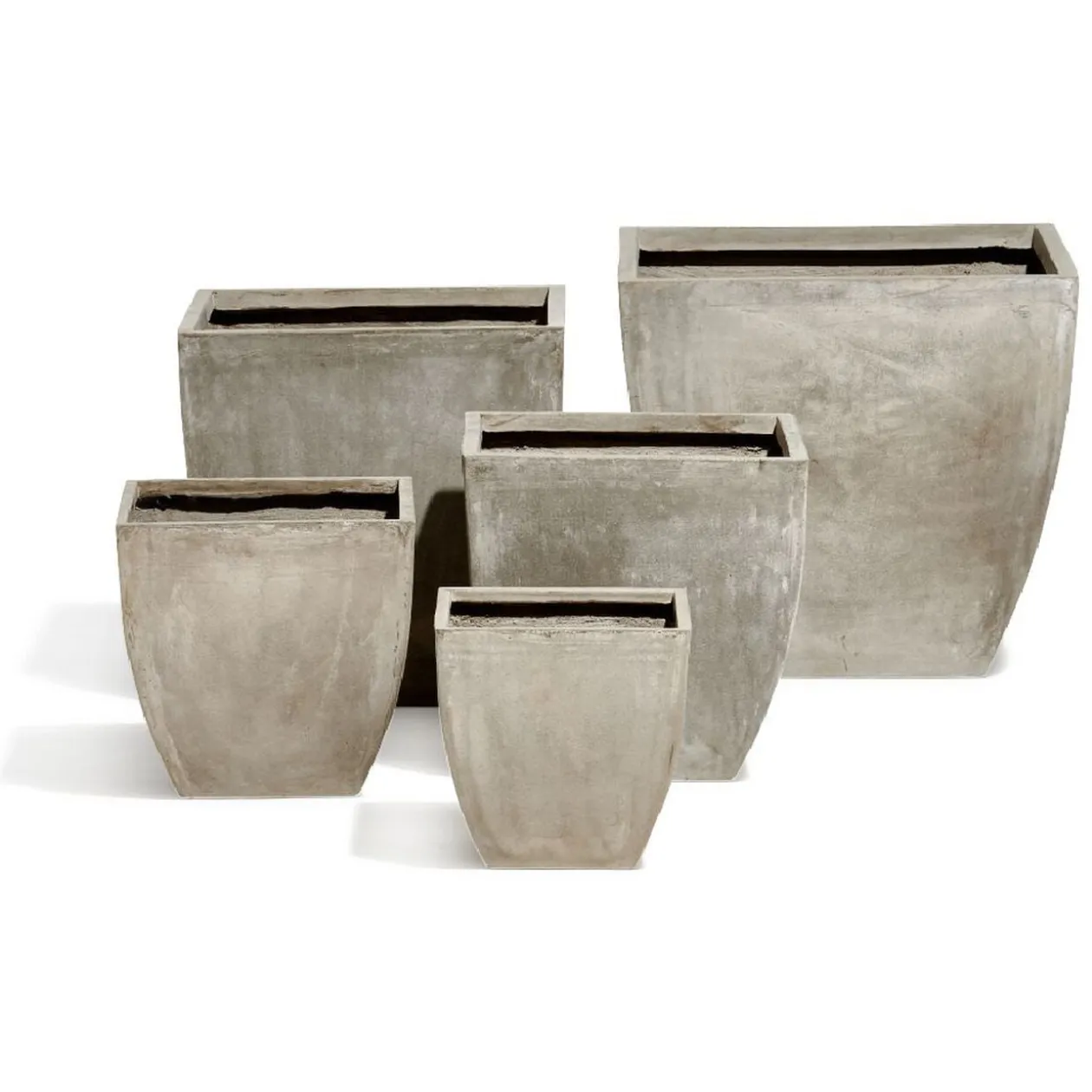 Cache pot fibre d'argile carré effet vieilli gris 56x56xH52cm