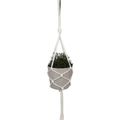 Cache pot gris suspendu avec corde en macramé < Gifi