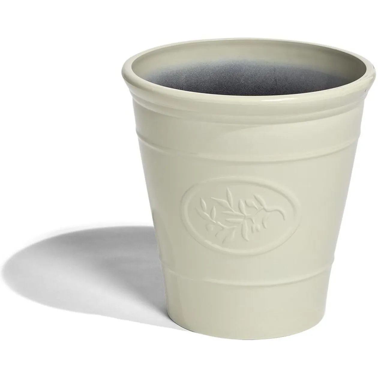 Cache pot motif provençal plastique beige Ø40xH40cm