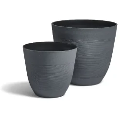 Cache pot rond gris frise ligne horizontale 12L