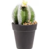 Cactus boule fleur artificiel vert et blanc Ø7,5xH15cm